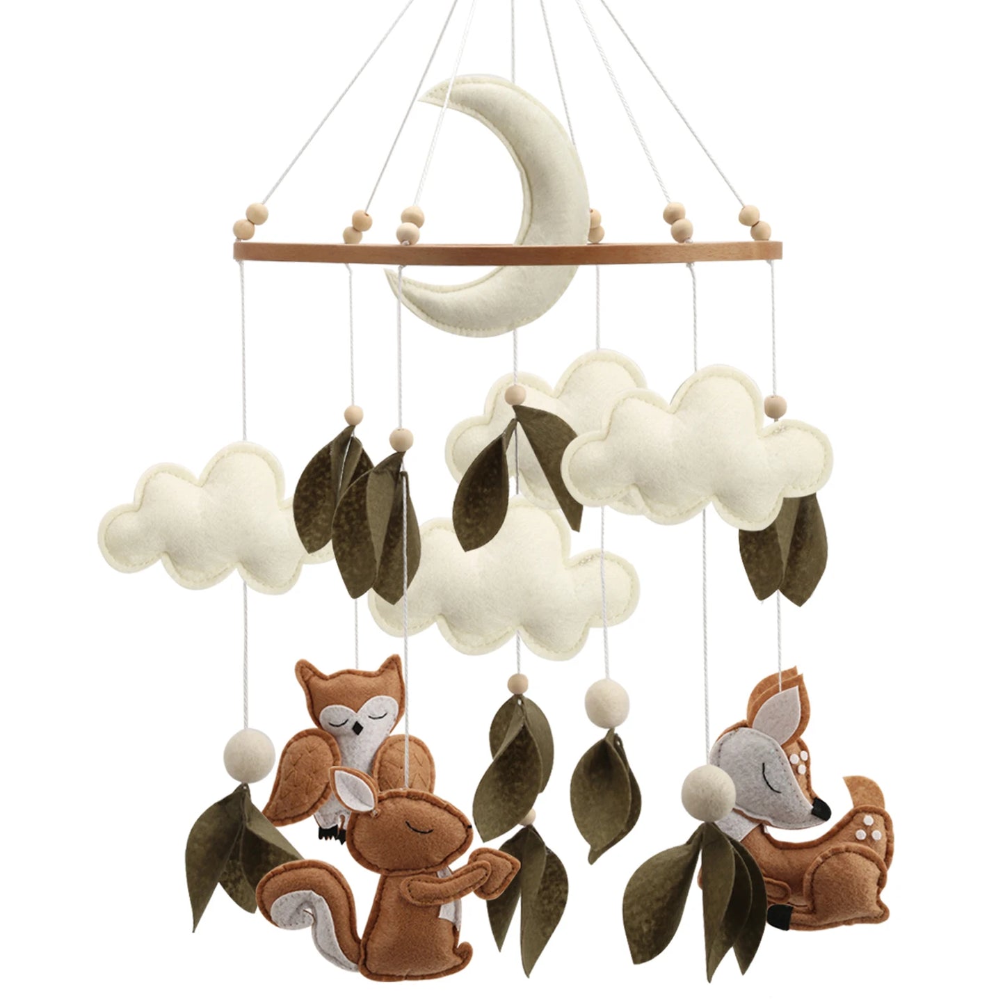 Mobile bébé forêt | Artisanal Feutre Bois
