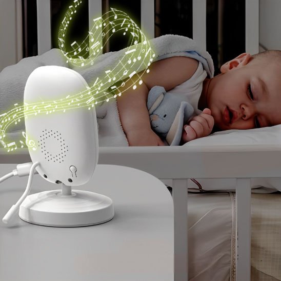 camera bebe blanc table chevet enfant endormi berceau lapin bleu