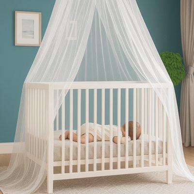 ciel de lit moustiquaire transparent blanc enfant endormi