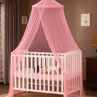 ciel de lit moustiquaire transparent rose enfant endormi