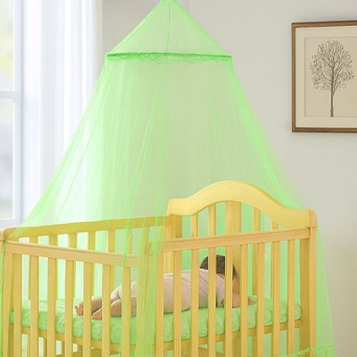 ciel de lit moustiquaire transparent vert enfant endormi