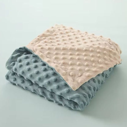 couverture bébé réversible texturée beige bleue moelleuse douce