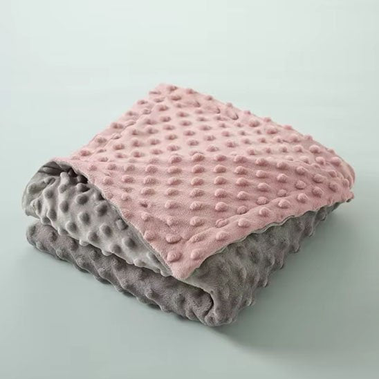 Couverture bébé réversible texturée rose grise moelleuse douce