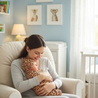 couverture d'emmaillotage le style leopard enfant bras maman