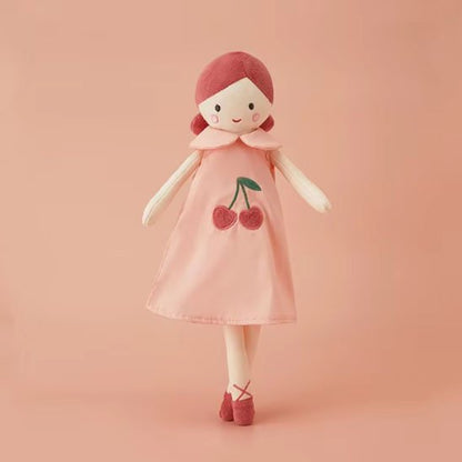 doudou bébé ballerine fille plein pied poupée robe rose avec cerises