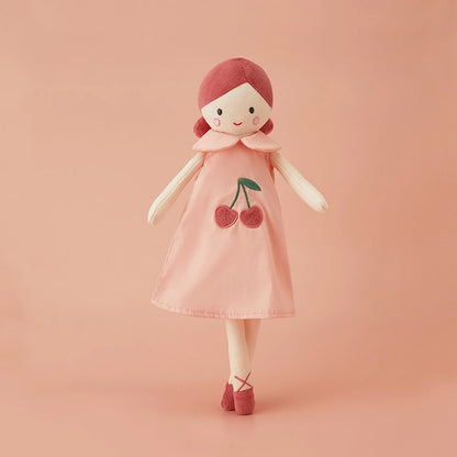doudou bébé ballerine fille plein pied poupée robe rose cerises devant