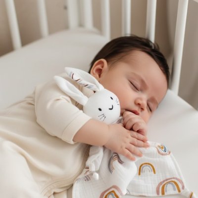 doudou bébé lapin câlin arc-en-ciel enfant pyjama blanc