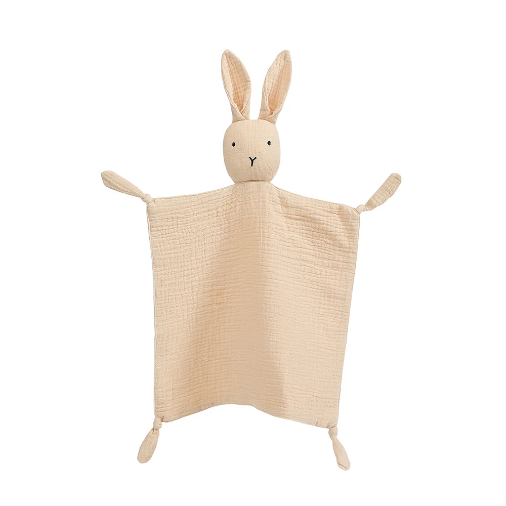 doudou bébé mousseline lapin blanc fond blanc