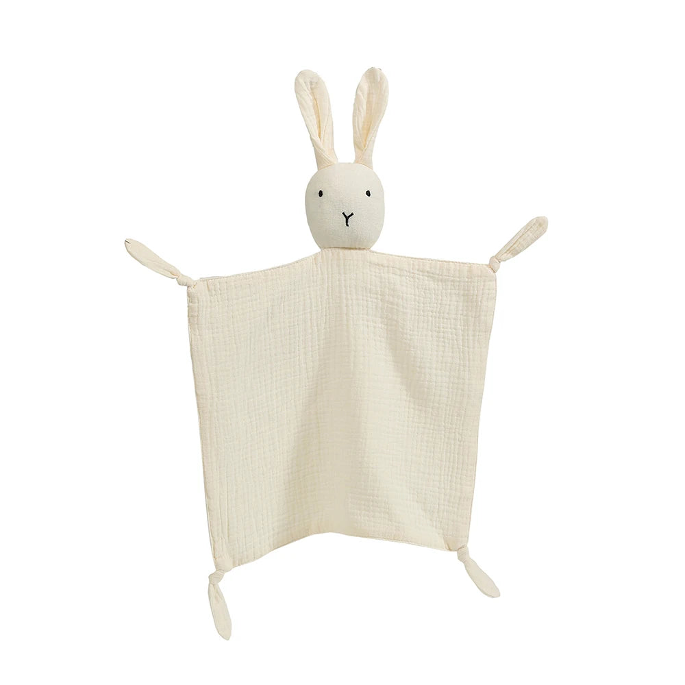doudou bébé mousseline lapin blanc fond blanc
