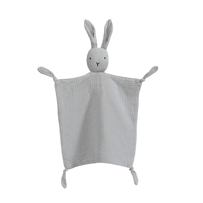 doudou bébé mousseline lapin gris fond blanc