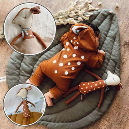 doudou peluche faon brun pois blanc boucle fleurie bébé dodo