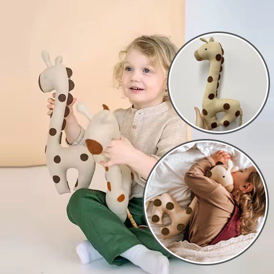 doudou peluche girafe beige brun pois enfant dodo