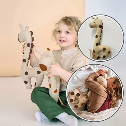 doudou peluche girafe beige brun pois enfant dodo