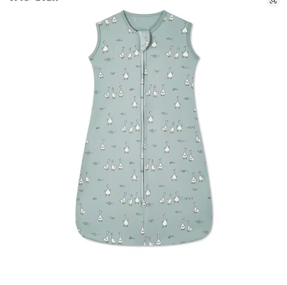 gigoteuse vert motifs oies fond blanc