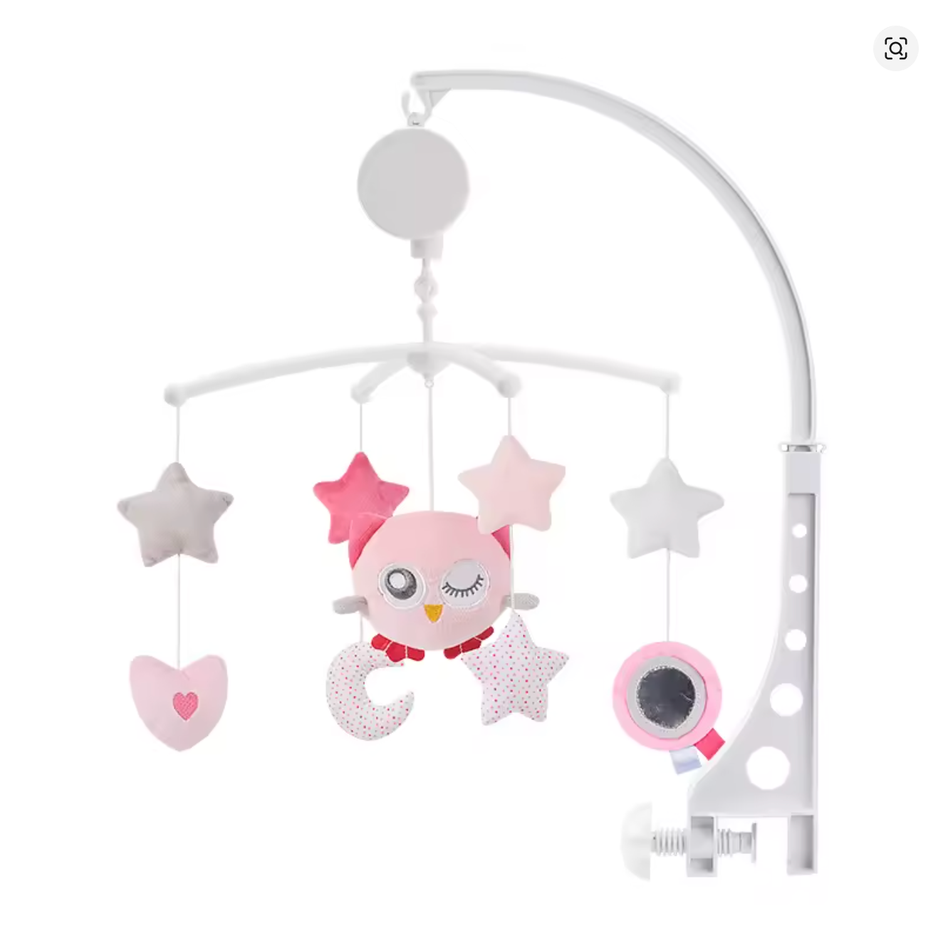 mobile bébé option hibou rose gros plan