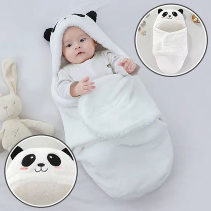 nid d'ange noir blanc panda tête beébé éveillé peluche lapin à côté