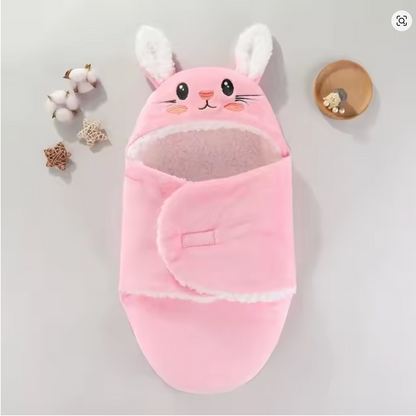 nid d'ange rose lapin gros plan fond blanc