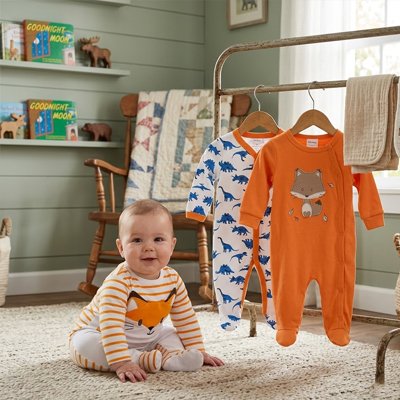 pyjama bébé lot trois blanc dinosaures-orange renard blanc renard pattes enfant chambre