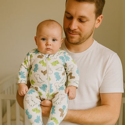 pyjama bébé motifs dinosaures fond blanc