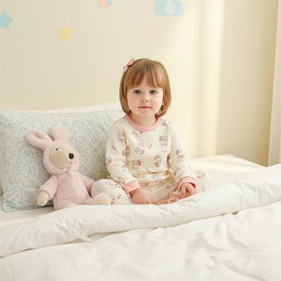 pyjama bébé oursons rose fond blanc crème