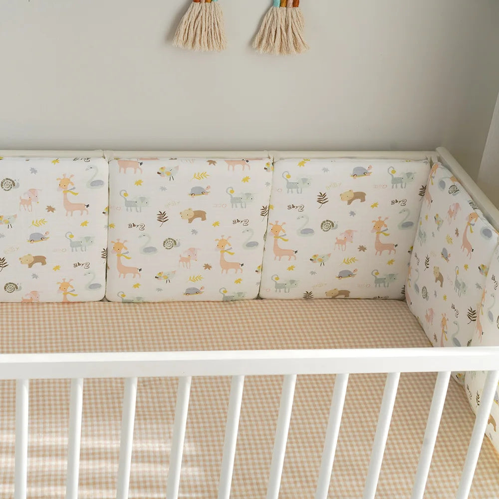 tour de lit bébé animaux forêt matelas orange