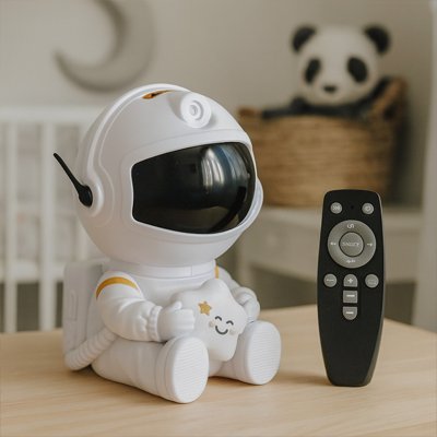 veilleuse bébé projection astronaute éteint sur table chevet berceau télécommande