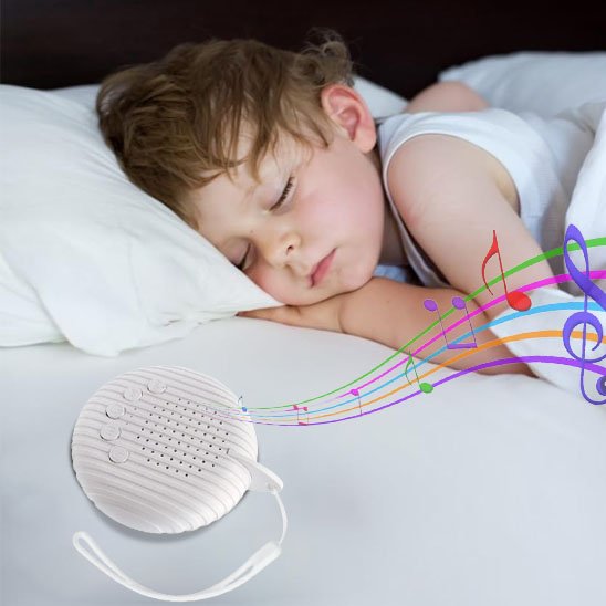 veilleuse bruit blanc ronde avec attache enfant endormi lit