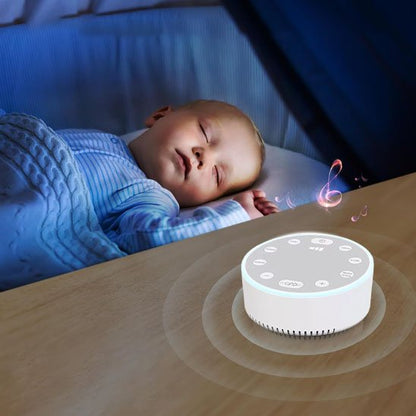 veilleuse bruit blanc sur table bébé endormi pyjama bleu