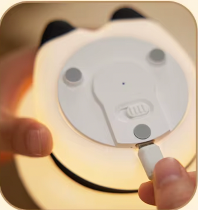 veilleuse enfant panda mignon lumineux système bouton dessous facile rechargeable