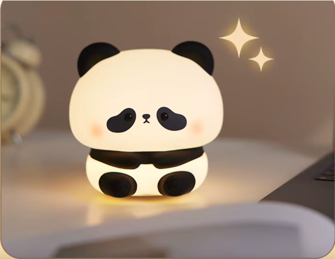 veilleuse enfant panda mignon lumineux table blanche réveil matin